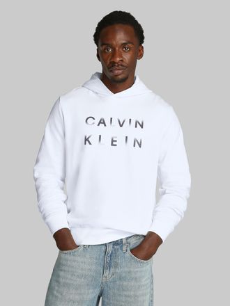 Calvin Klein Hoodie CALVIN KLEIN CP-ENLARGED LOGO HOODIE, Herren, Gr. XXL, weiss (hellwei&szlig;), Sweatware, Obermaterial: 100% Baumwolle, bedruckt, normal h&uuml;ftlang, Ri
