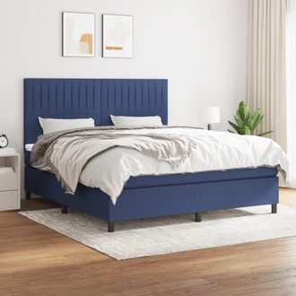 vidaXL Vidaxl - Cama Box Spring Con Colch&oacute;n Tela Azul 160x200 Cm