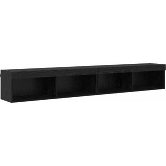 vidaXL TV Cabinet Set with LED Wall-mounted Black Oak Engineered Wood vidaXL