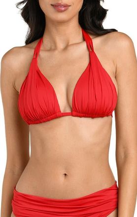 La Blanca Island Goddess Halter Bikini Top in Ruby at Nordstrom, Size 16