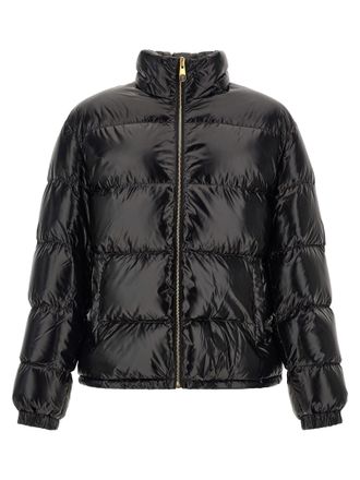 Versace Quilted Nylon with Barocco Hood Down Jacket - Black