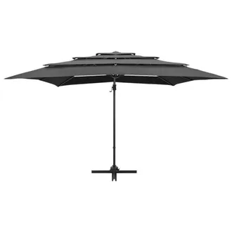 Berkfield Home Harmful 4-Tier Parasol with Aluminium Pole Anthracite 250x250 cm in Charcoal
