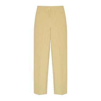 Ganni Straight Trousers, female, Beige, S, Striped Trousers
