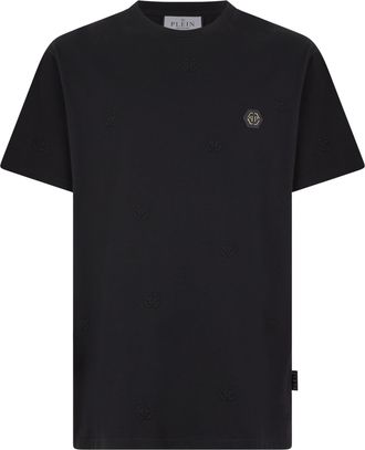 Philipp Plein Embroidered Round Neck T-Shirt Monogram Monogram