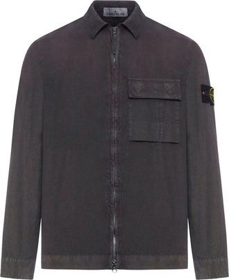 Stone Island Grey Shirt With Zip And Pocket