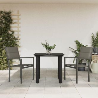 vidaXL Juego De Comedor Para Jard&iacute;n 3 Piezas Acero Y Textilene Negro Vidaxl