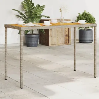 vidaXL Mesa De Jard&iacute;n Superficie De Madera Rat&aacute;n Pe Gris 115x54x74 Cm Vidaxl