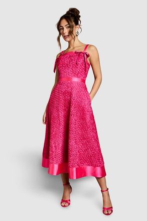 Coast 3D Flower Strappy Midi Dress in Pink at Nordstrom, Size 14