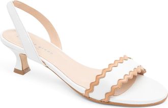 Patricia Green Panama Slingback Kitten Heel Sandal in White/Beige Leather at Nordstrom, Size 8