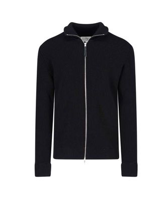 Maison Margiela Ribbed Knit Cardigan with High Collar