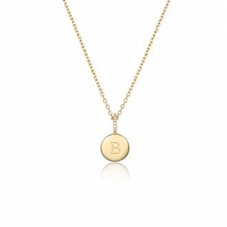 Lily & Roo Gold Small Diamond Style Personalised Disc Necklace
