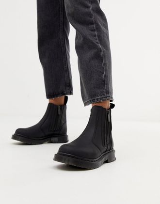 Dr. Martens 2976 Alyson Black Leather Snowgrip Flat Chelsea Boots