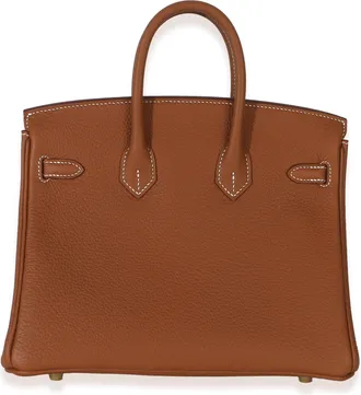 Herm&egrave;s Mens Gold Togo Birkin 25 Ghw Brown Leather Handbag Bag