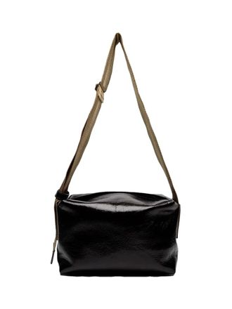 Uma Wang Leather with Woven Strap Shoulder Bag - Black