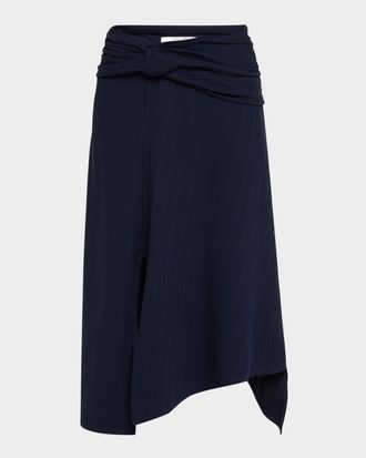Victoria Beckham Twisted Cotton Plisse Midi Handkerchief Skirt