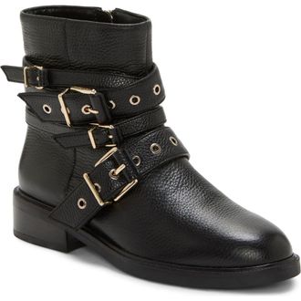 Vince Camuto Arielle Buckle Moto Boot in Black at Nordstrom Rack, Size 6.5