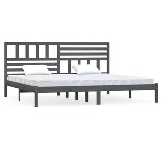 Berkfield Home Bed Frame Grey Solid Wood Pine 200x200 cm