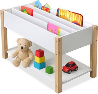 Relaxdays Relaxdays Childrens Bookshelf, 4 Shelves, Open Compartment, Toys & Books, HWD: 44x80x40 cm, White/Natural