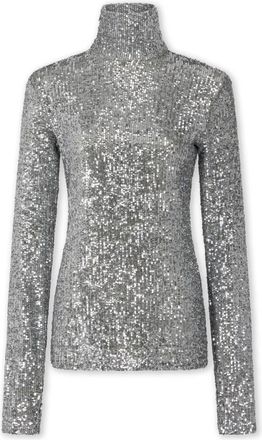 Paco Rabanne Paillet Turtleneck Top - Dames - Longsleeves - Grijs - XS - Pailletten - Tops