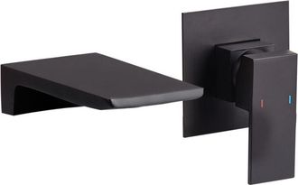 Beliani Beliani - Grifo Empotrado Monomando De Lavabo De Lat&oacute;n Con Efecto Cascada Negro Karuay