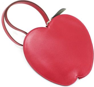 Herm&egrave;s Rouge Vif Tadelakt Leather Chevre Leather Pochette Pouch (Pre-Owned)