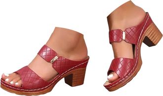 Generic Womens Open Toe Chunky Heel Sandals 2026 Dressy Summer Hollow Out Wedge Fish Mouth Shoes with Metallic Embellishments Adjustable Ankle Strap Beach Cas