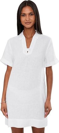 Tommy Bahama Two Palms Short Sleeve Collared Dress Womens Dress White1 : LG (US 12-14), Linen