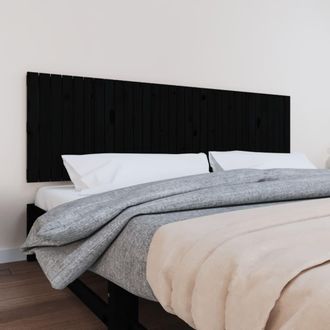 vidaXL Cabecero De Cama De Pared Madera Maciza Pino Negro 204x3x60 Cm Vidaxl