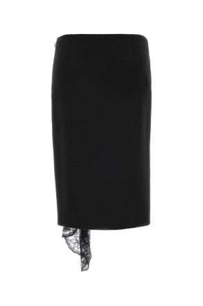 Alexander McQueen Womens Black Wool Skirt Gonne