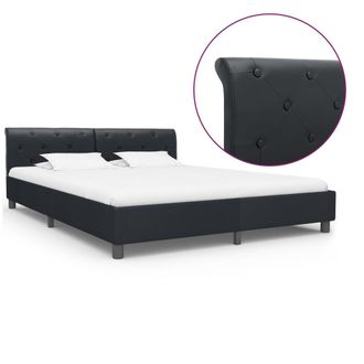 vidaXL Estructura De Cama De Cuero Sint&eacute;tico Negro 180x200 Cm Vidaxl