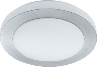 Eglo Eglo Carpi 1 1 Light Integrated Led Ceiling Light With Brushed Aluminum Finish & White Plastic Diffuser