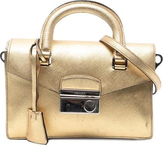 Prada 2000-2025 Mini Metallic Saffiano Sound Lock satchel - Goud