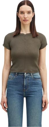 Ottolinger Gedekonstrueerd Linnen T-shirt - Dames - T-shirts - Groen - M - Linnen - Tops