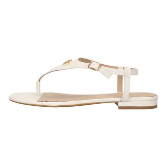 Ralph Lauren Schoenen, Dames, Wit, 40 EU, Leer, Everley 2 Flat Sandal