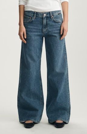 Mavi Sandy Low Waist Wide Leg Jeans in Mid Brushed Classic at Nordstrom, Size 25 X 32