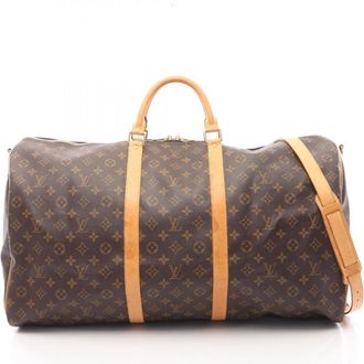 Louis Vuitton Brown Coated Canvas Leather Boston Bag (Pre-Owned)