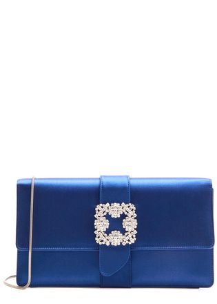 Manolo Blahnik Capri Crystal-embellished Satin Clutch - Blue - One Size