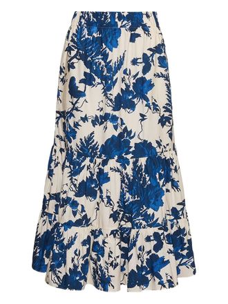 Cara Cara floral-print tiered skirt - women - Cotton - L - White