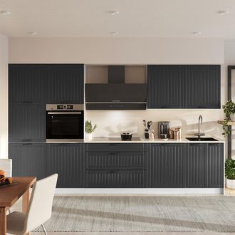 Vicco Mueble De Cocina Fame-line, Gris Oscuro/blanco, 340 Cm, Et M&aacute;rmol, Vicco