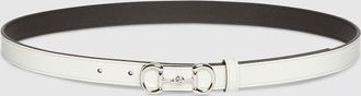 Gucci Thin Belt With Horsebit Buckle, White, Leather