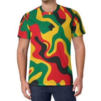 Generic Rastafari Camouflage Mens T-Shirts Short Sleeve Casual Shirt Summer Sports Tees Tops 6XL