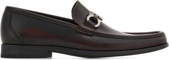Ferragamo Gancini-plaque loafers - men - CALFSKIN/CALFSKIN/Goat Skin - 7.5EEE - Brown