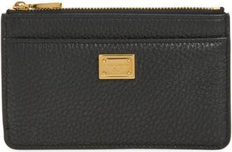 Dolce & Gabbana Nameplate Calfskin Leather Coin Purse in 80999 Nero at Nordstrom