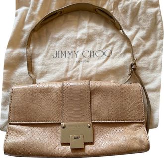 Jimmy Choo London Beige Snakeskin Shoulder Bag