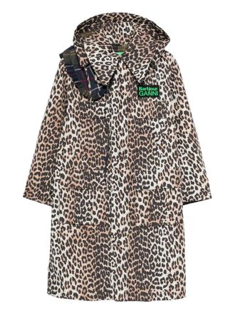 Barbour xBarbour xGanni leopard print hooded coat - Beige