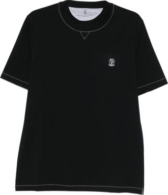 Brunello Cucinelli T-shirt met borduurwerk - Zwart