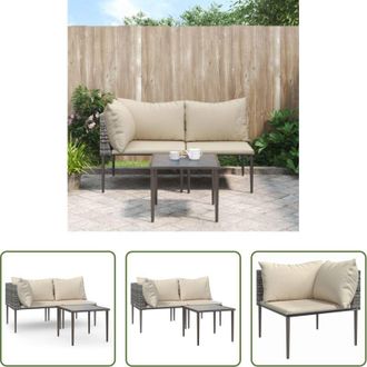 vidaXL vidaXL Divano centrale - Set Divani da Giardino 3 pz con Cuscini in Polyrattan Grigio