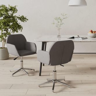 vidaXL Sillas De Comedor Giratorias 2 Unidades Tela Gris Claro Vidaxl