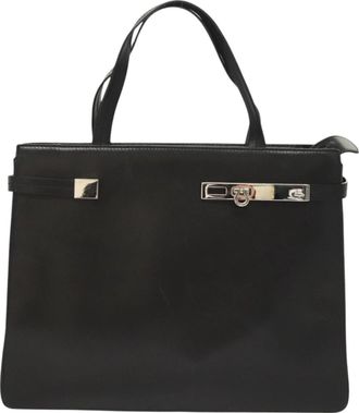 Ferragamo Gancini Handbag Leather Leather Handbag (Pre-Owned)