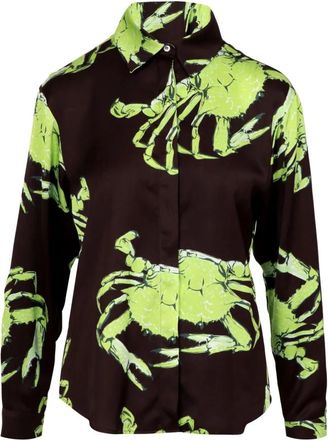 Msgm Satijnen blouse met koningskrabprint - Dames - Overhemden - Veelkleurig - S - Satijn - Overhemden